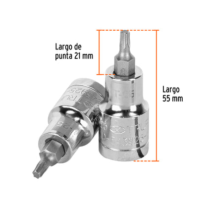 Dado punta torx T-25 cuadro 1/2pulg