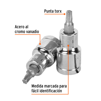 Dado punta torx T-30 cuadro 1/2pulg