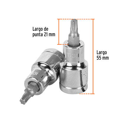 Dado punta torx T-30 cuadro 1/2pulg