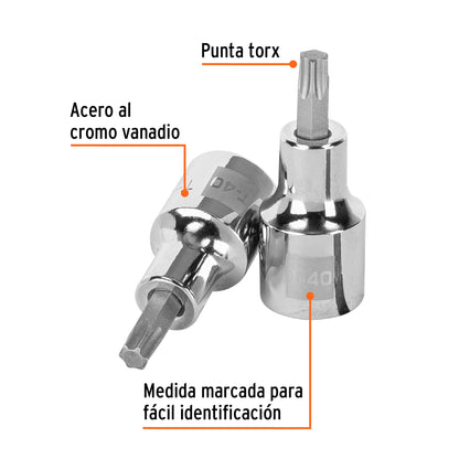 Dado punta torx T-40 cuadro 1/2pulg