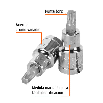Dado punta torx T-45 cuadro 1/2pulg
