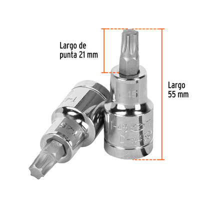 Dado punta torx T-45 cuadro 1/2pulg