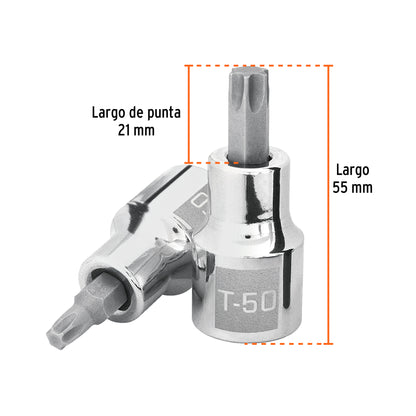 Dado punta torx T-50 cuadro 1/2pulg