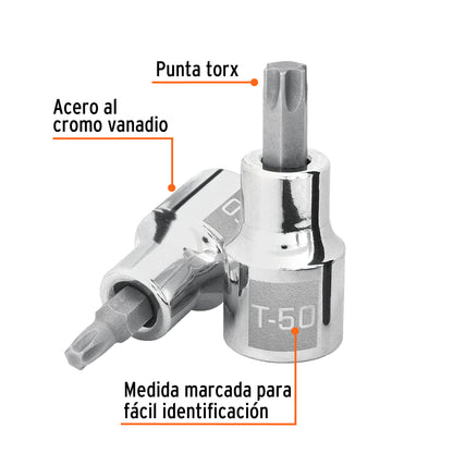 Dado punta torx T-50 cuadro 1/2pulg