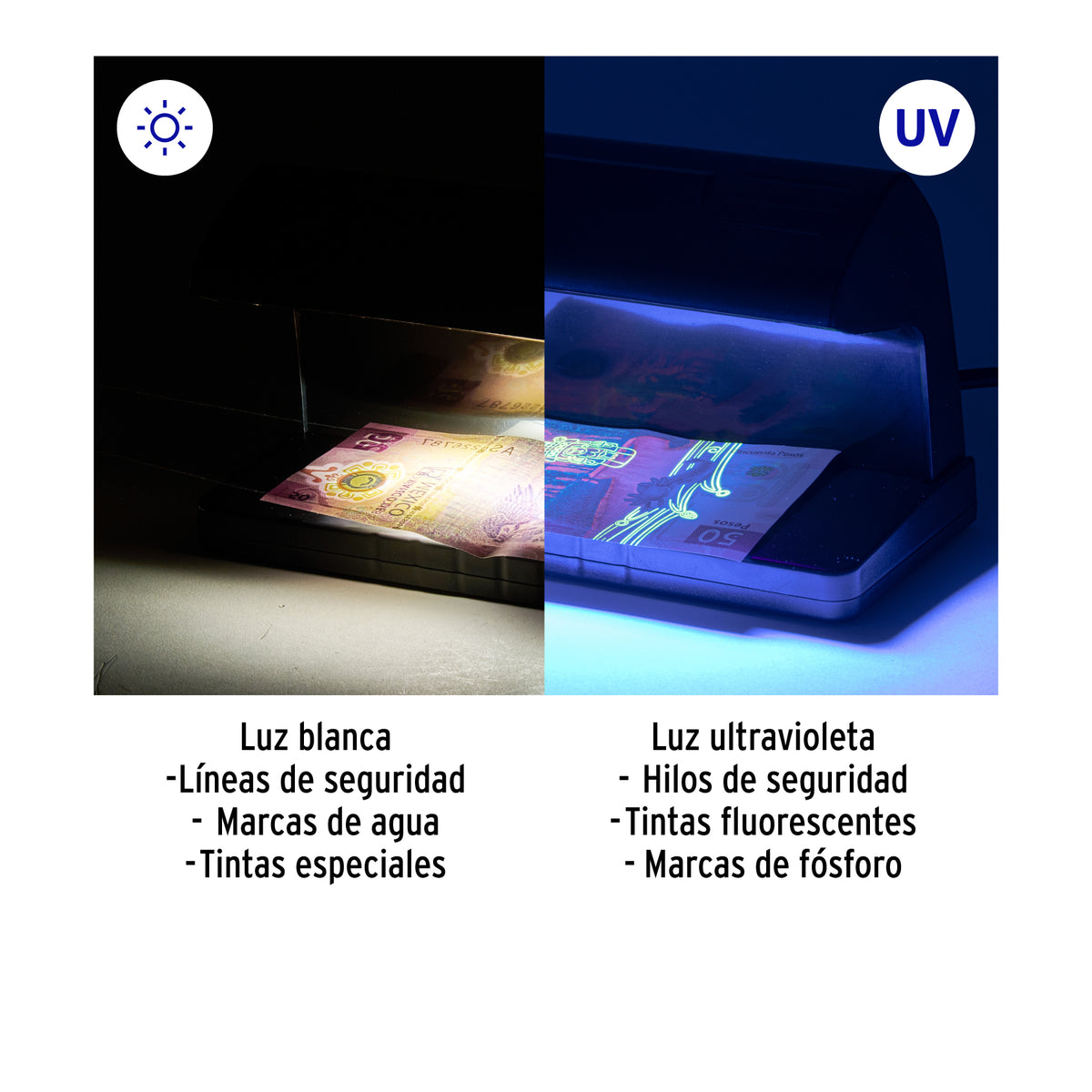 Detector de billetes falsos con doble lámpara · vista 4
