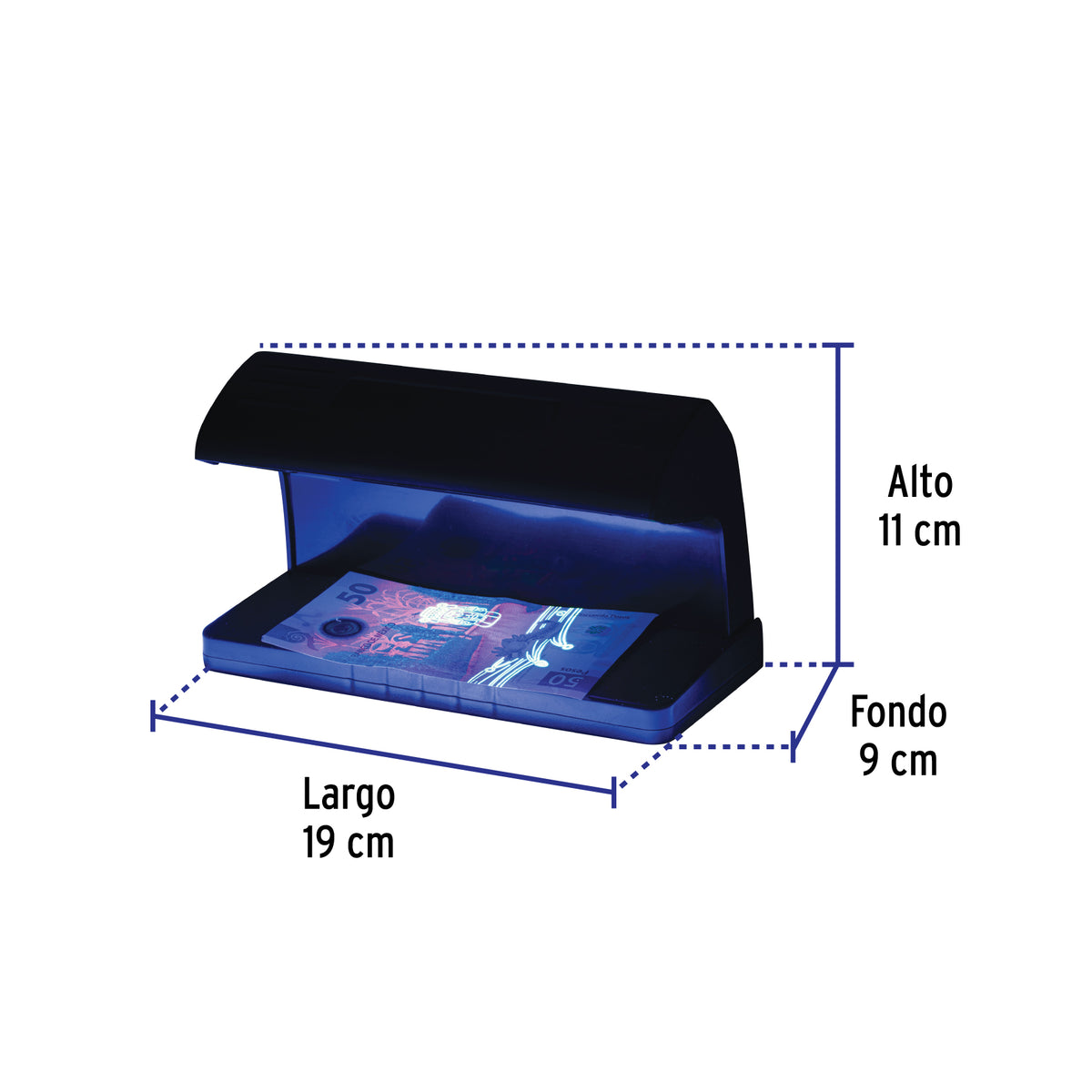 Detector de billetes falsos con doble lámpara · vista 3