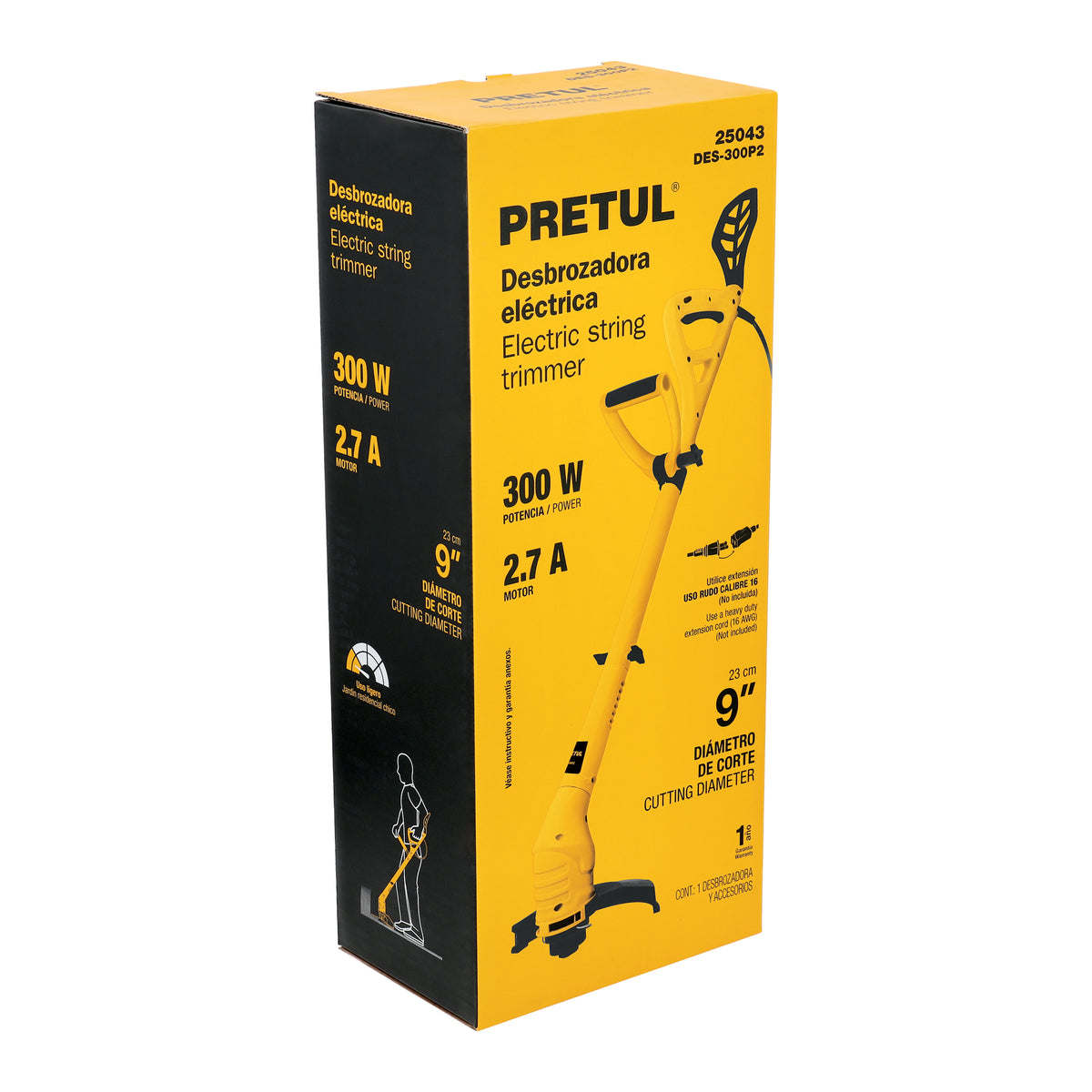 Desbrozadora electrica 300 W mango D 9 pulg - SKU 25043