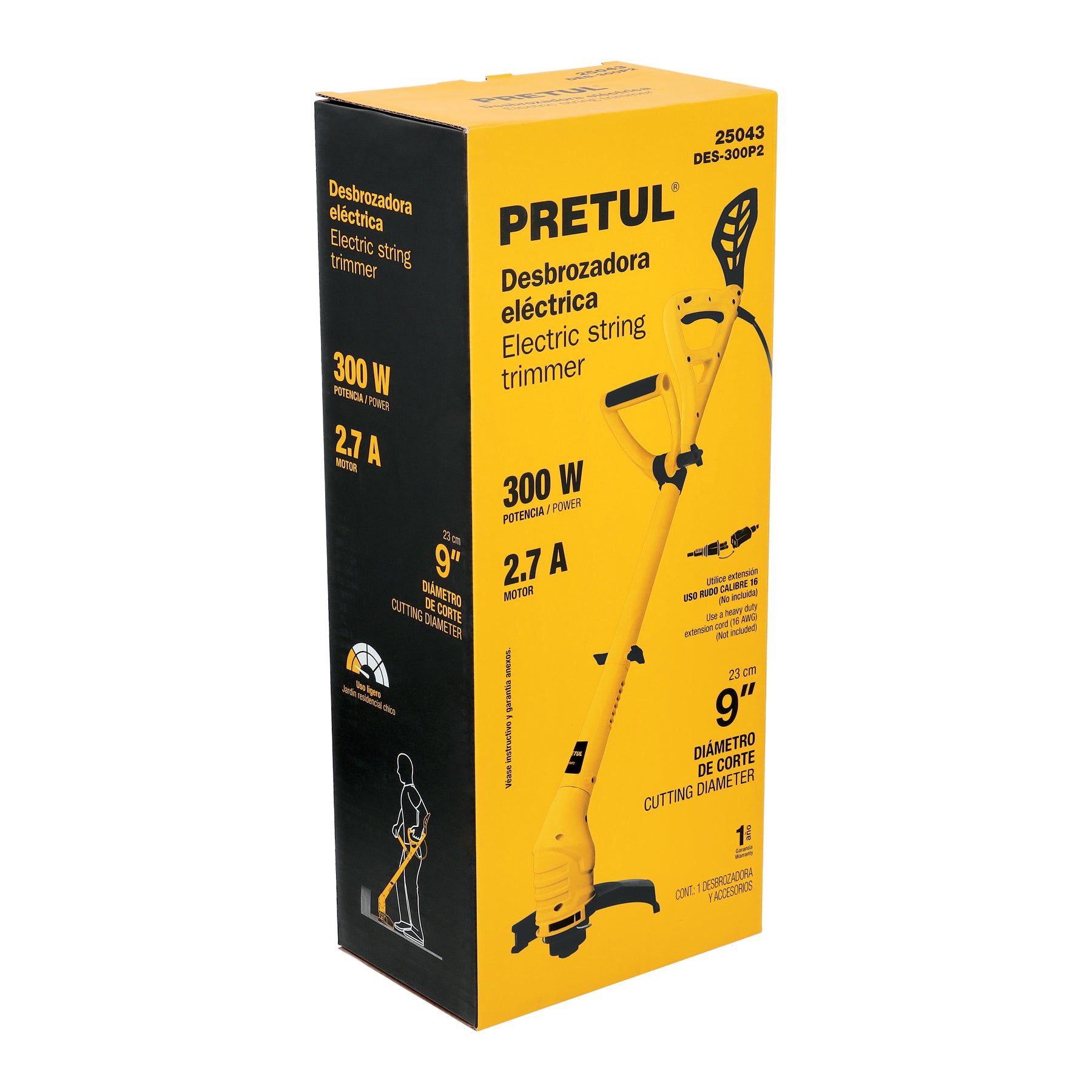 Desbrozadora electrica 300 W mango D 9 pulg - SKU 25043