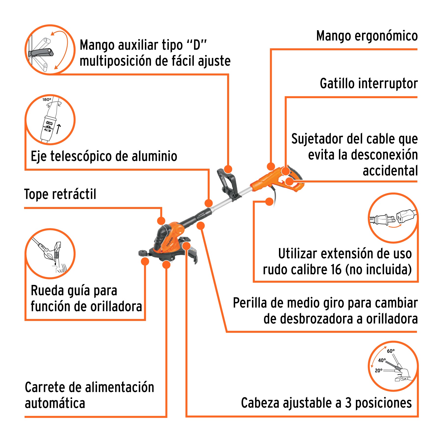 Desbrozadora electrica 550 W mango D 13 pulg - SKU 101263