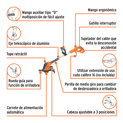 Desbrozadora electrica 550 W mango D 13 pulg - SKU 101263