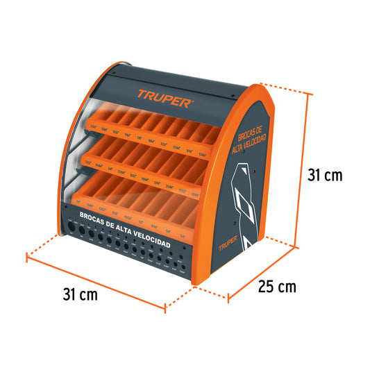 Despachador de brocas grande con calibrador de diámetros