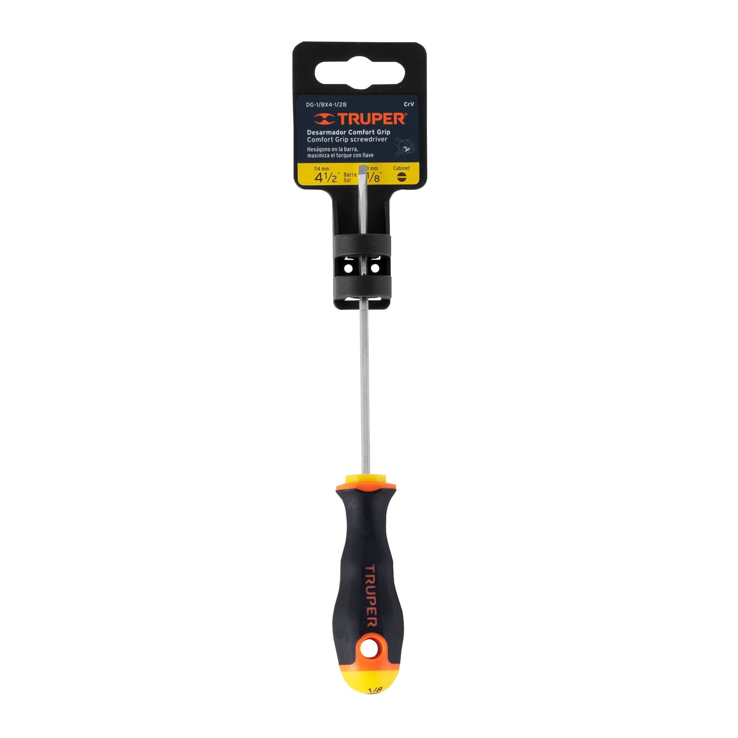 Desarmador cabinet de 1/8 con barra de 11.43 cm y mango Comfort Grip