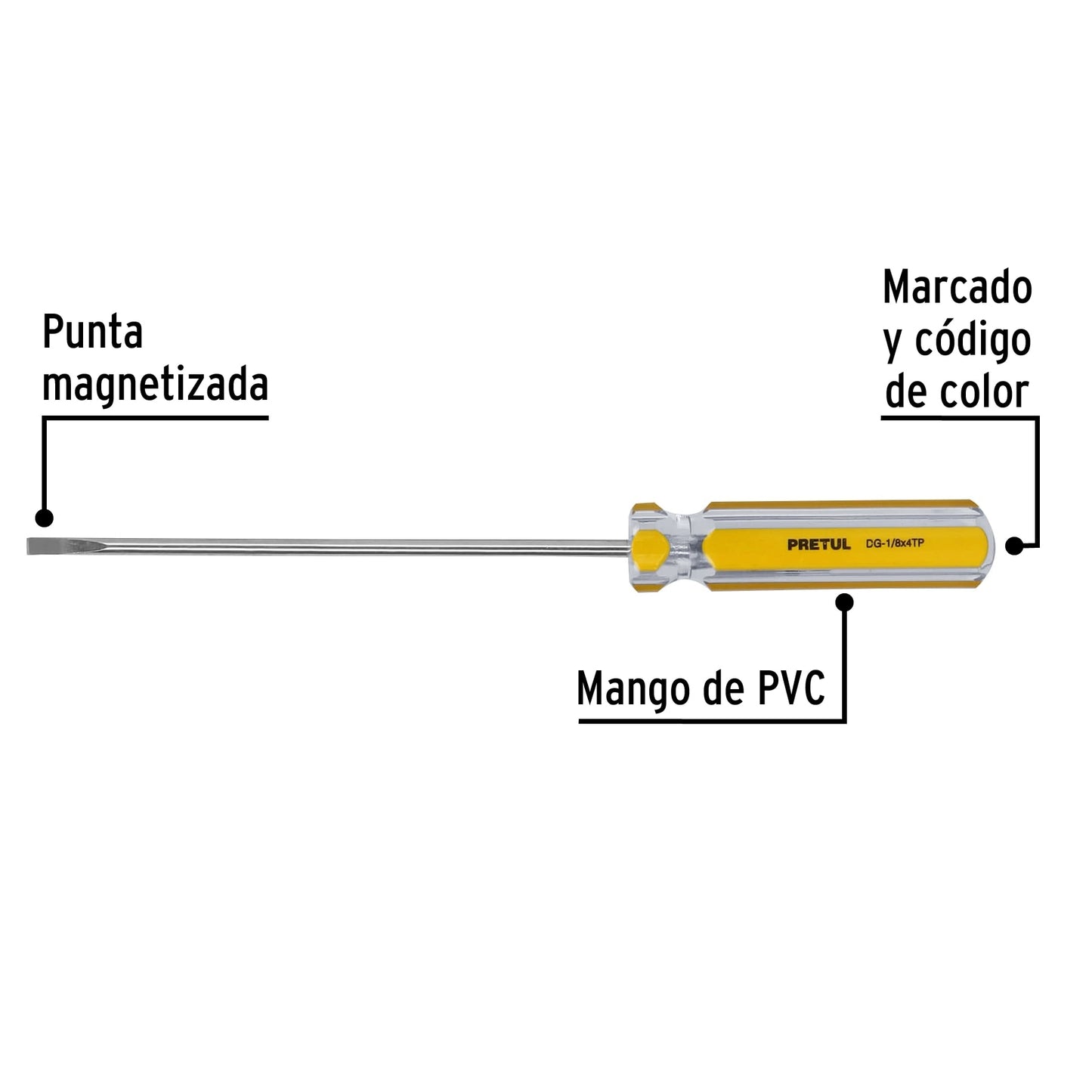Desarmador cabinet 1/8 x 4 pulgadas con mango de PVC