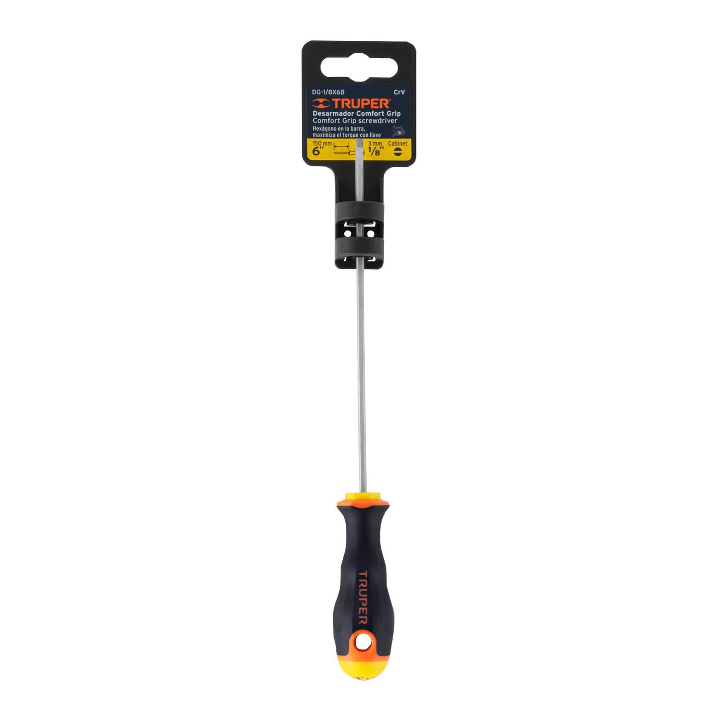 Desarmador cabinet de 1/8 con barra de 15.24 cm y mango Comfort Grip