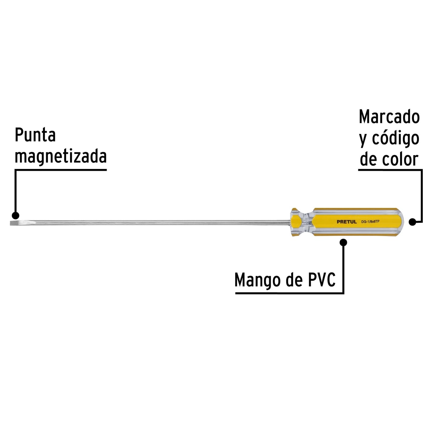 Desarmador cabinet 1/8 x 6 pulgadas con mango de PVC