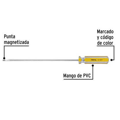 Desarmador cabinet 1/8 x 6 pulgadas con mango de PVC