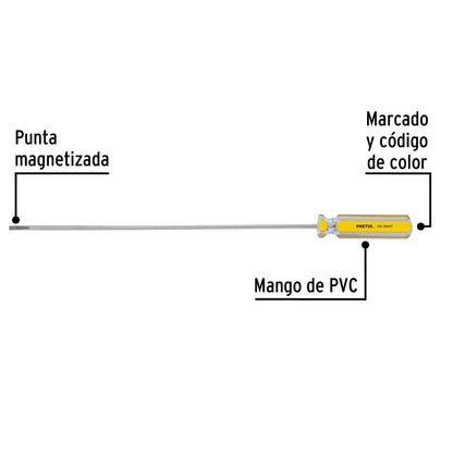 Desarmador cabinet 1/8 x 8 pulgadas con mango de PVC