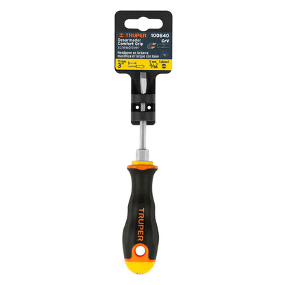 Desarmador cabinet de 3/16 con barra de 7.62 cm y mango Comfort Grip