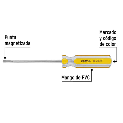 Desarmador cabinet 3/16 x 4 pulgadas con mango de PVC