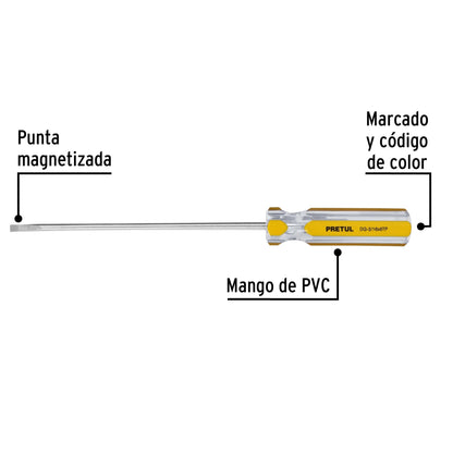 Desarmador cabinet 3/16 x 6 pulgadas con mango de PVC