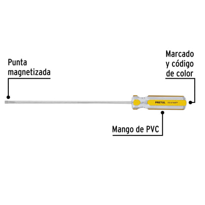 Desarmador cabinet 3/16 x 8 pulgadas con mango de PVC