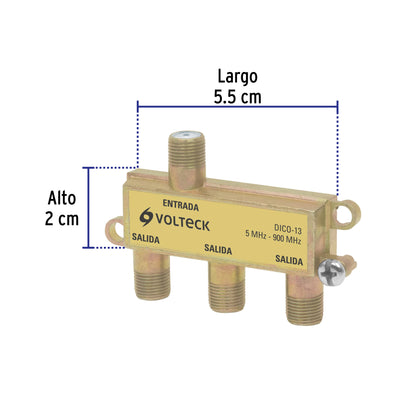Divisor coaxial de 1 entrada y 3 salidas con conexión tipo F
