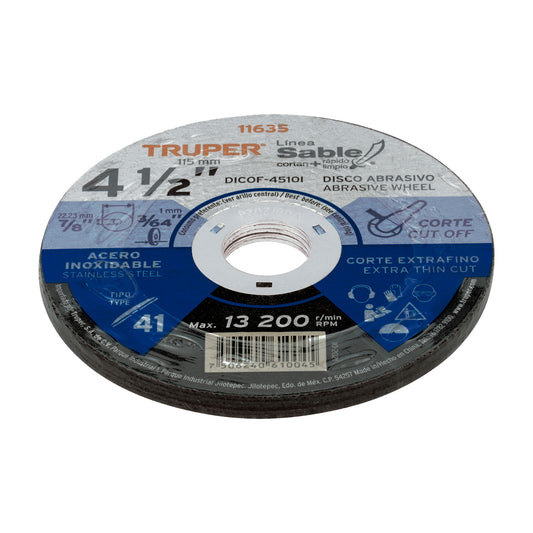 Disco Tipo 41 de 7 in para corte fino de acero inoxidable
