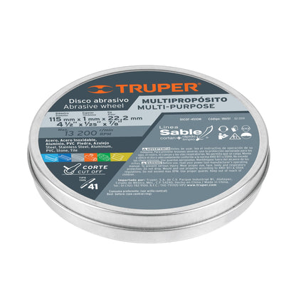 Disco de corte extrafino para multimaterial de 4 1/2 pulgadas con espesor de 1 mm