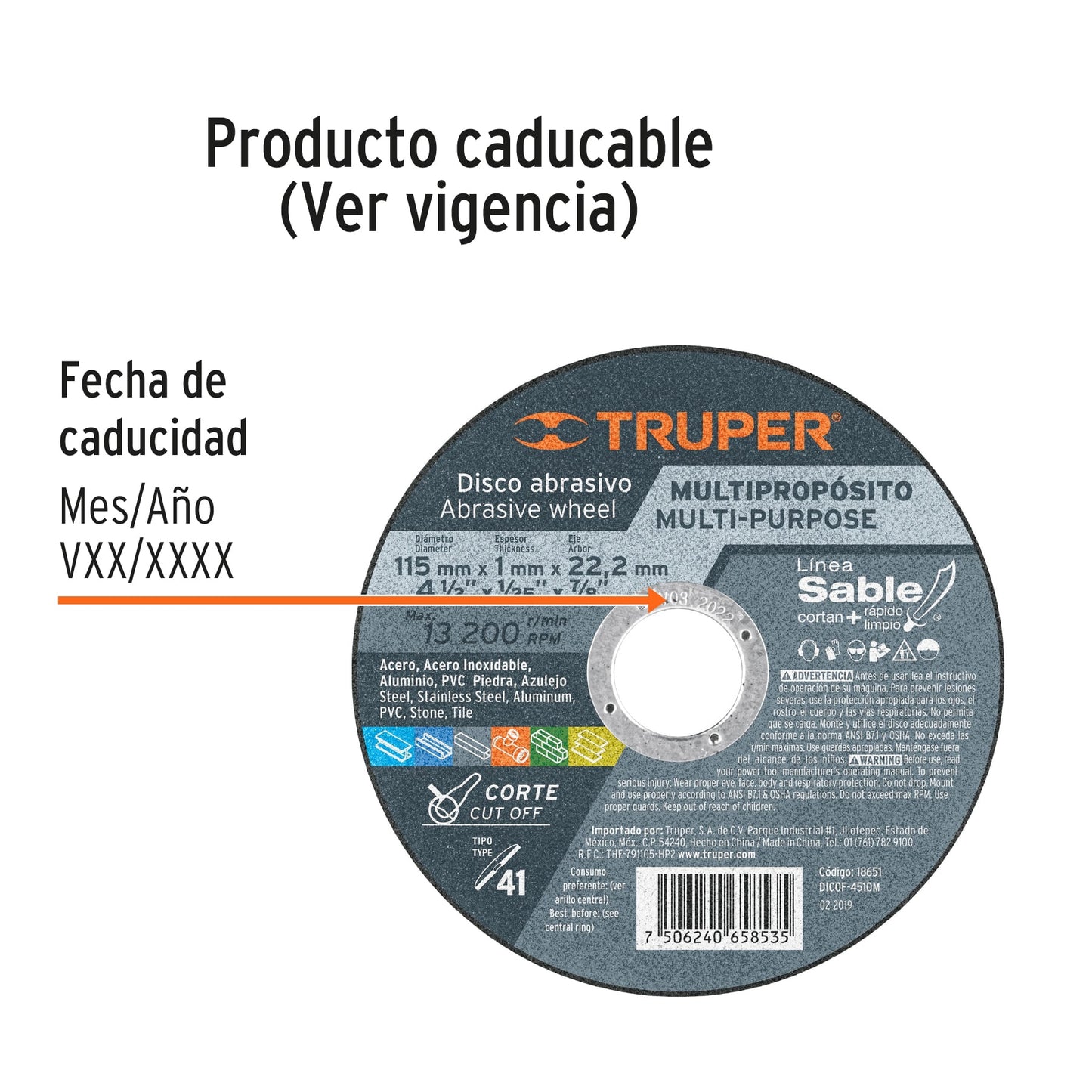Disco de corte extrafino para multimaterial de 4 1/2 pulgadas con espesor de 1 mm