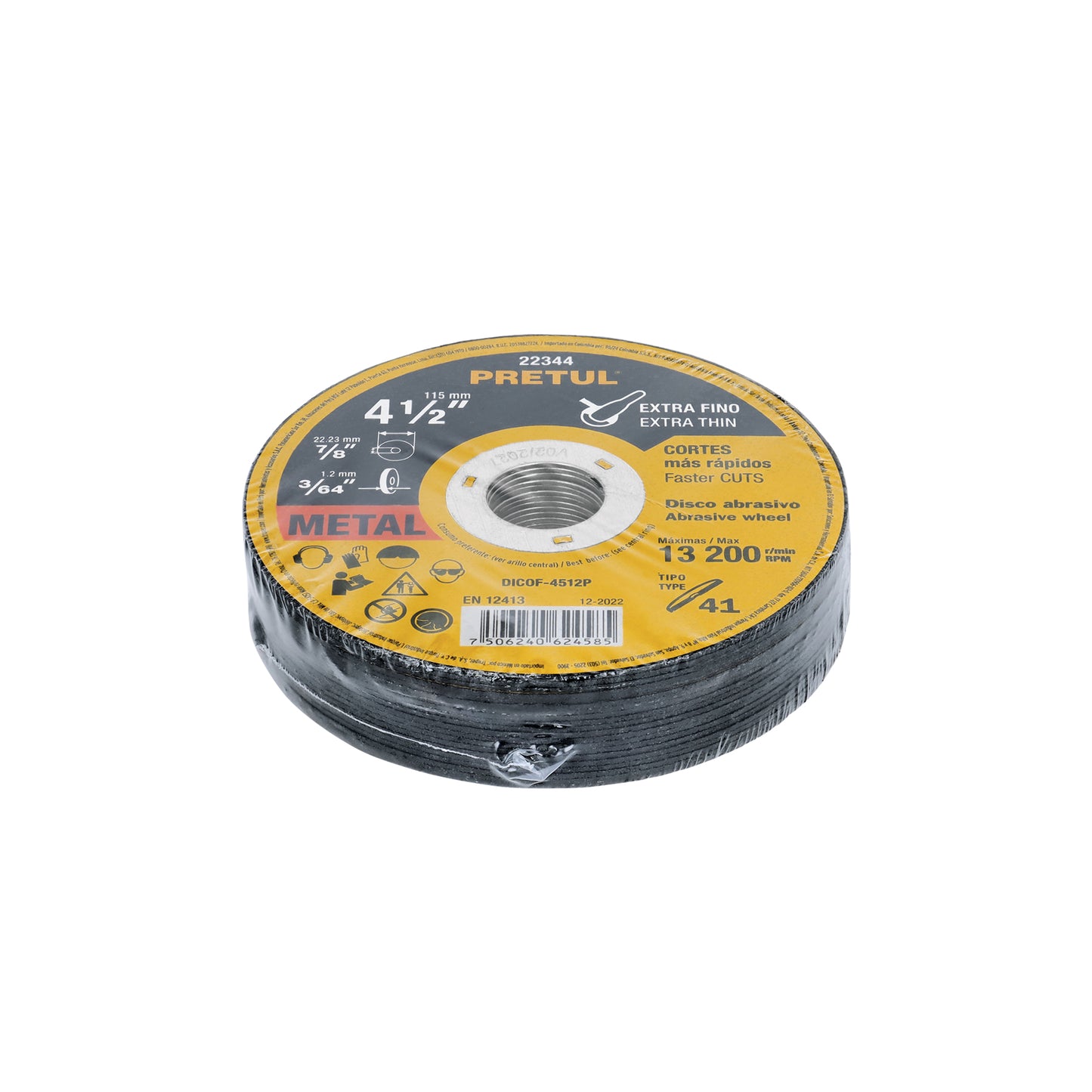 Disco de corte para metal de 4 1/2 pulgadas y 1.2 mm tipo 41 de óxido de aluminio