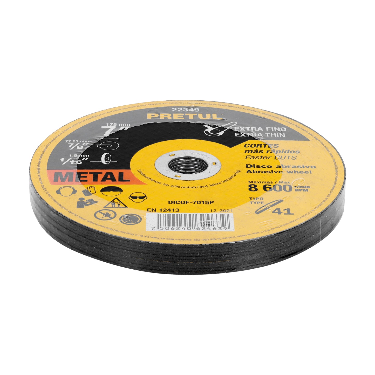 Disco de corte fino para metal de 7 pulgadas con espesor de 1.5 mm
