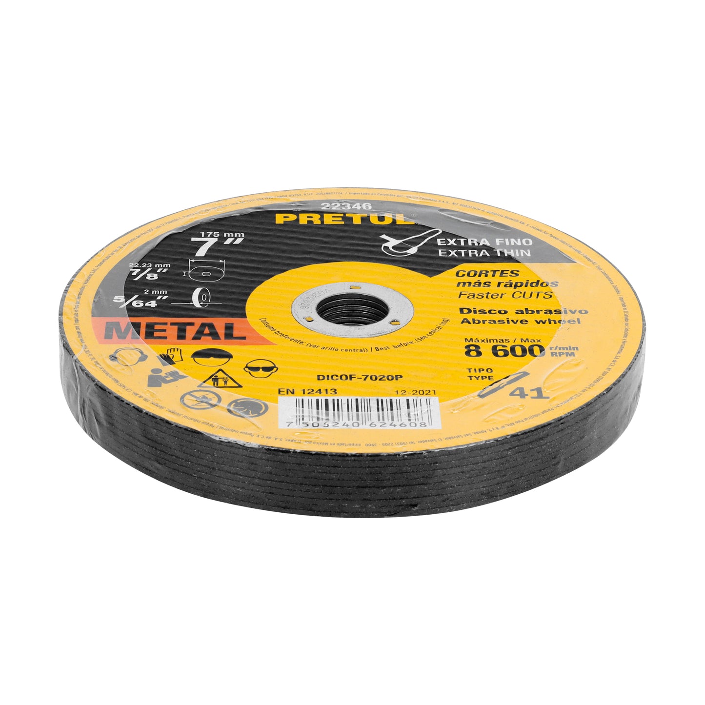 Disco de corte fino para metal de 7 pulgadas con espesor de 2 mm
