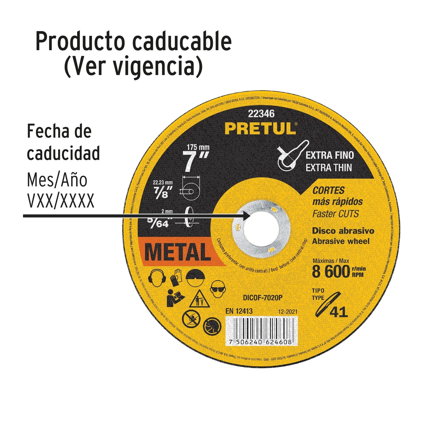 Disco de corte fino para metal de 7 pulgadas con espesor de 2 mm