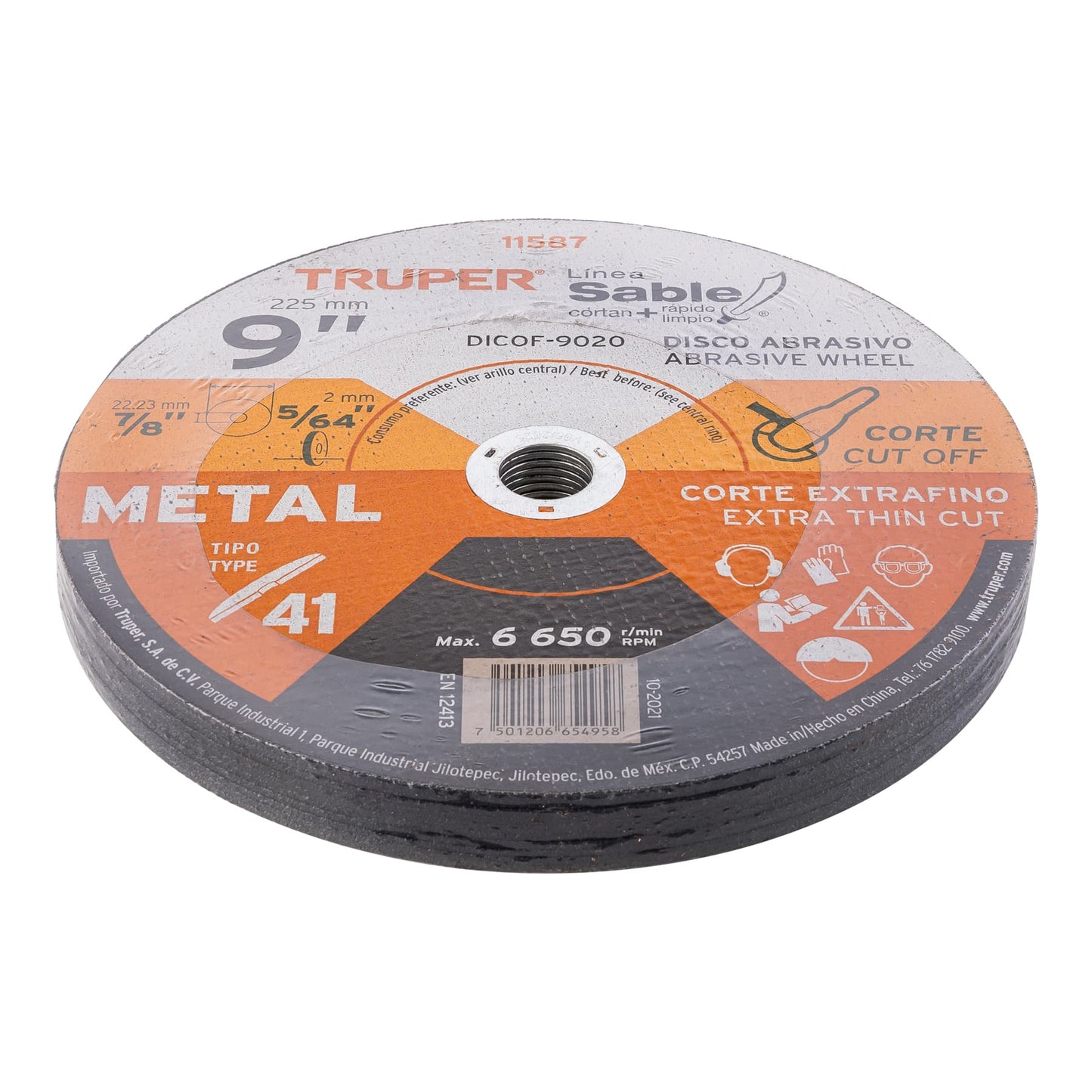 Disco Tipo 41 de 9 in para corte fino de metal