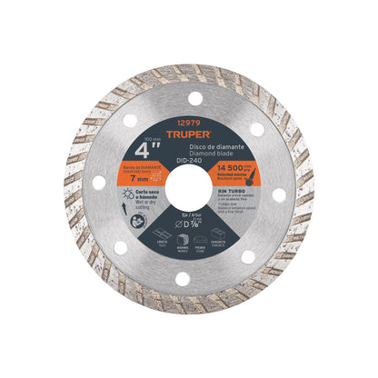 Disco de diamante de 4 pulgadas y 2.2 mm con rin turbo