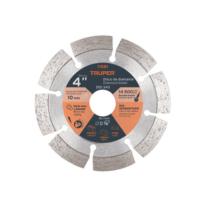 Disco de diamante de 4 pulgadas y 2.1 mm con rin segmentado