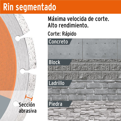 Disco de diamante de 4 pulgadas y 2.1 mm con rin segmentado