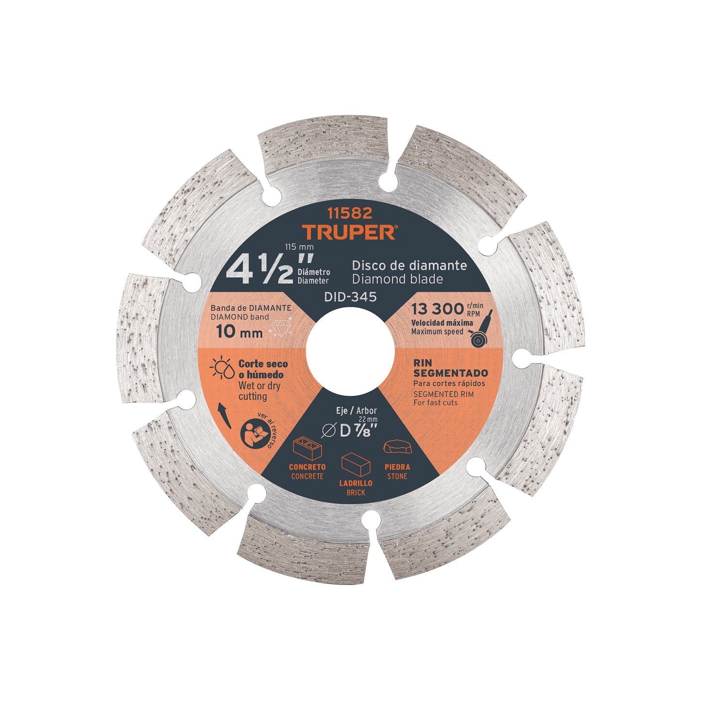Disco de Diamante Rin Segmentado, Cortes Rápidos 4-1/2" x 2.1
