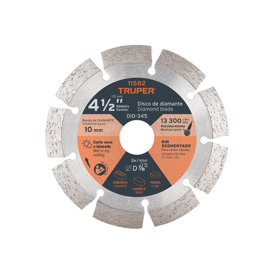 Disco de Diamante Rin Segmentado, Cortes Rápidos 4-1/2" x 2.1