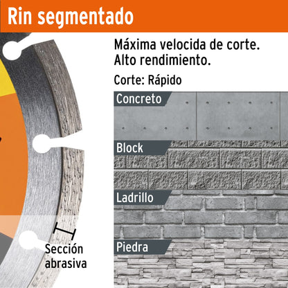 Disco de diamante de 4 1/2 pulgadas y 1.2 mm con rin segmentado