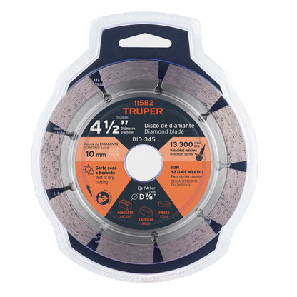 Disco de Diamante Rin Segmentado, Cortes Rápidos 4-1/2" x 2.1