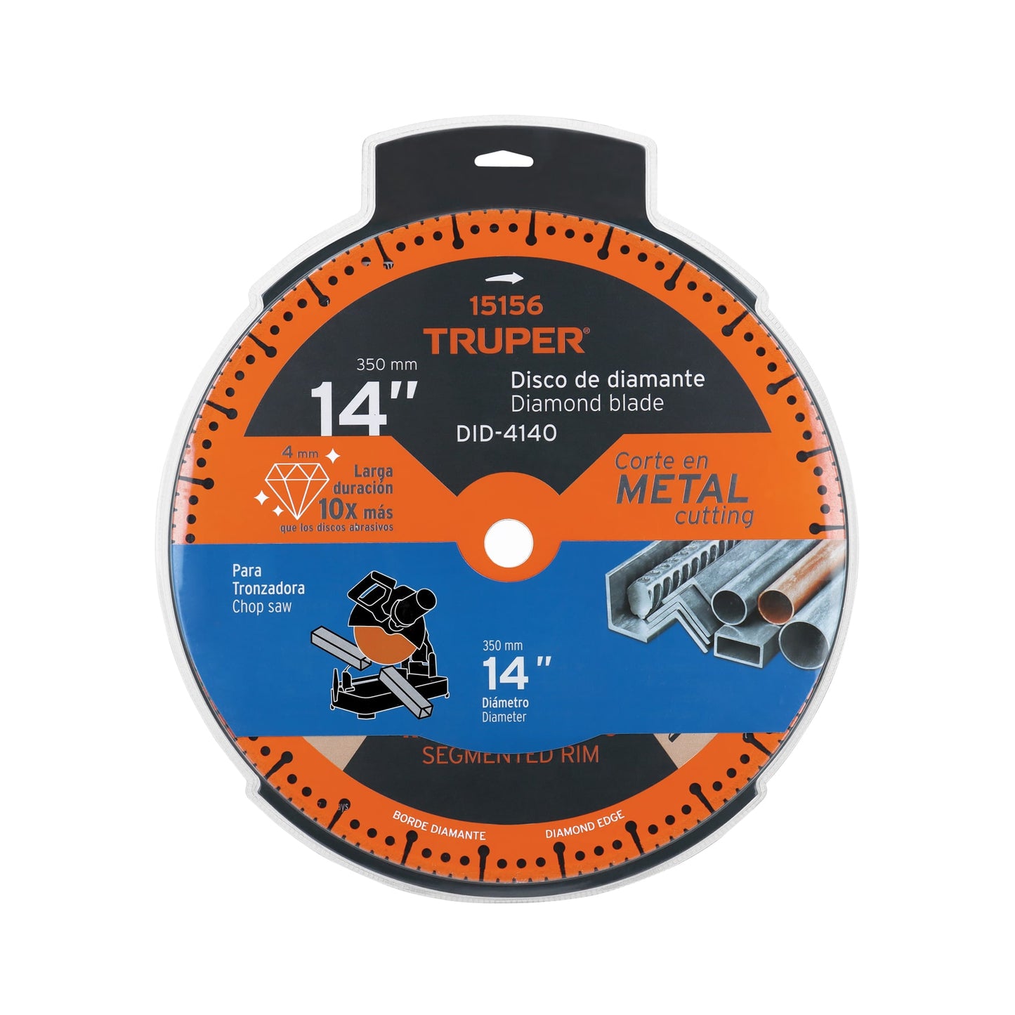 Disco de diamante de 14" para corte de metal con espesor 4 mm