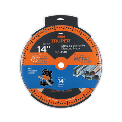Disco de diamante de 14" para corte de metal con espesor 4 mm