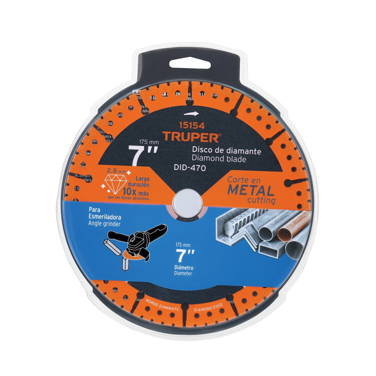 Disco de diamante de 7" para corte de metal con espesor 2.8 mm
