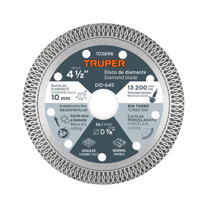 Disco de diamante 4 1/2", corte porcelanato