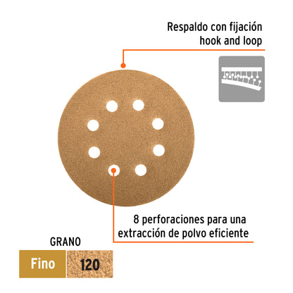 Discos de lija 5 pulg grano 120