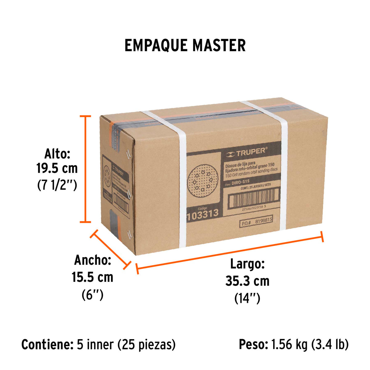 Paquete con 5 discos de lija 5" grano 150, 8 perforaciones · vista 7