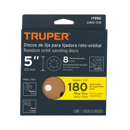 Discos de lija 5 pulg grano 180