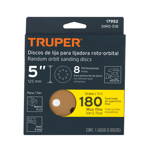 Discos de lija 5 pulg grano 180