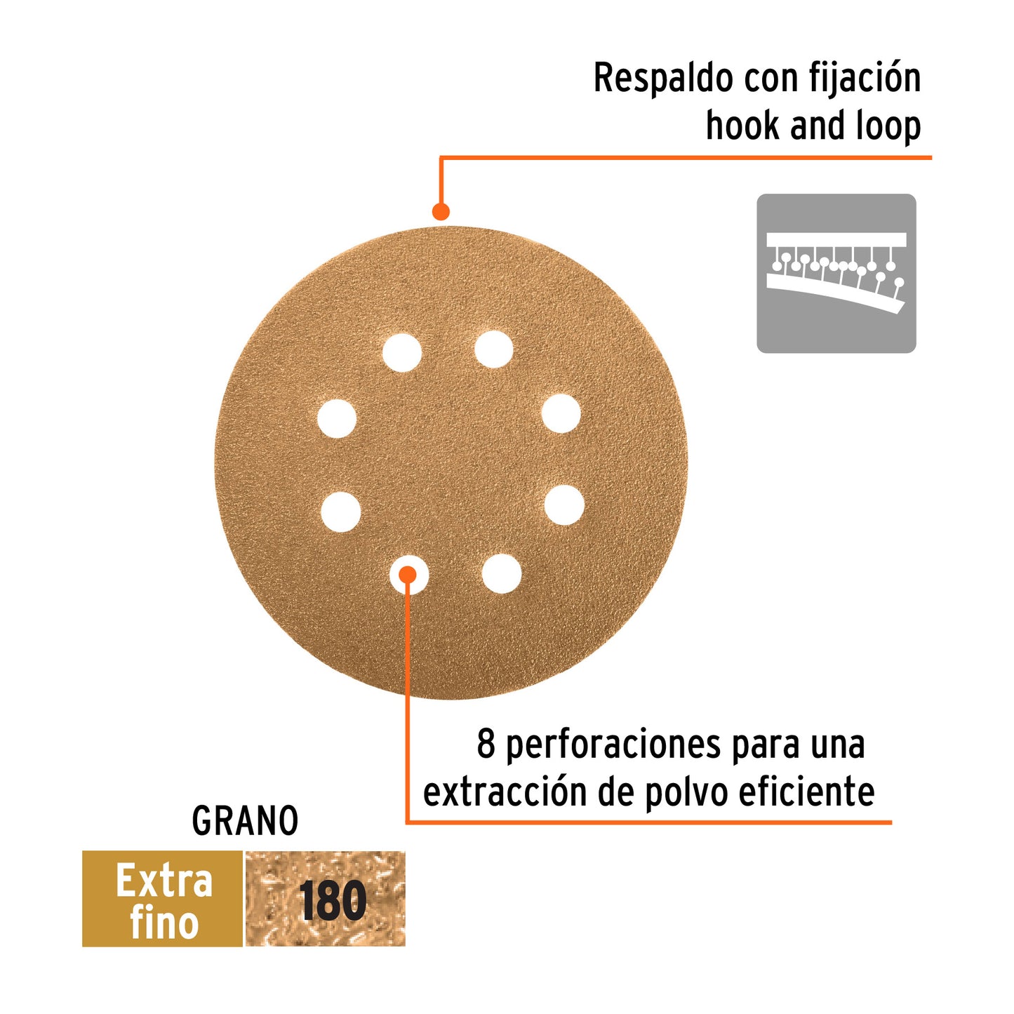 Discos de lija 5 pulg grano 180